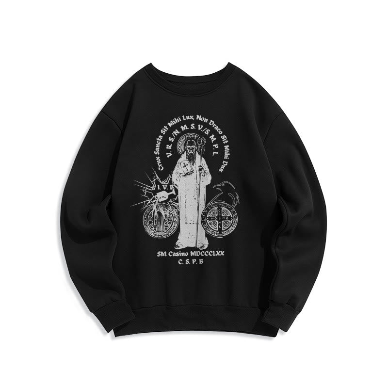 Christianartworkshop Sweatshirt im klassischen Stil mit der Figur des Heiligen Benedikt, mit Fleecefutter aus Polyester - Schwarz - 2XL - image 0
