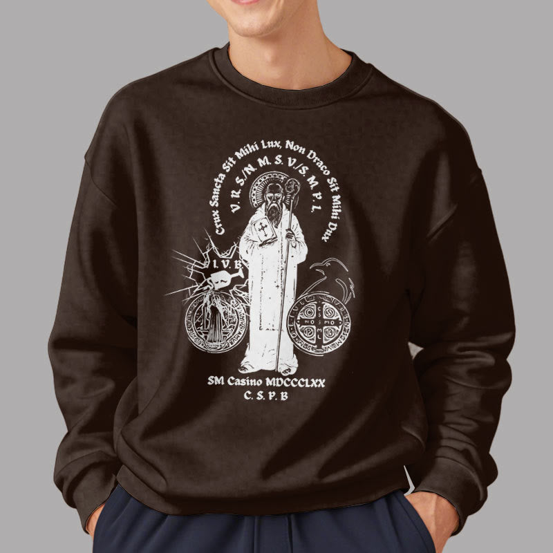 Christianartworkshop Sweatshirt im klassischen Stil mit der Figur des Heiligen Benedikt, mit Fleecefutter aus Polyester - image 17