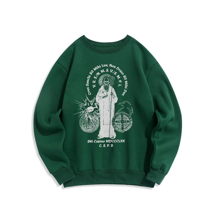 Christianartworkshop Klassisches Sweatshirt mit St.-Benedikt-Motiv, gefüttert mit Polyester, Fleece-Futter - Grün - 2XL - image 20