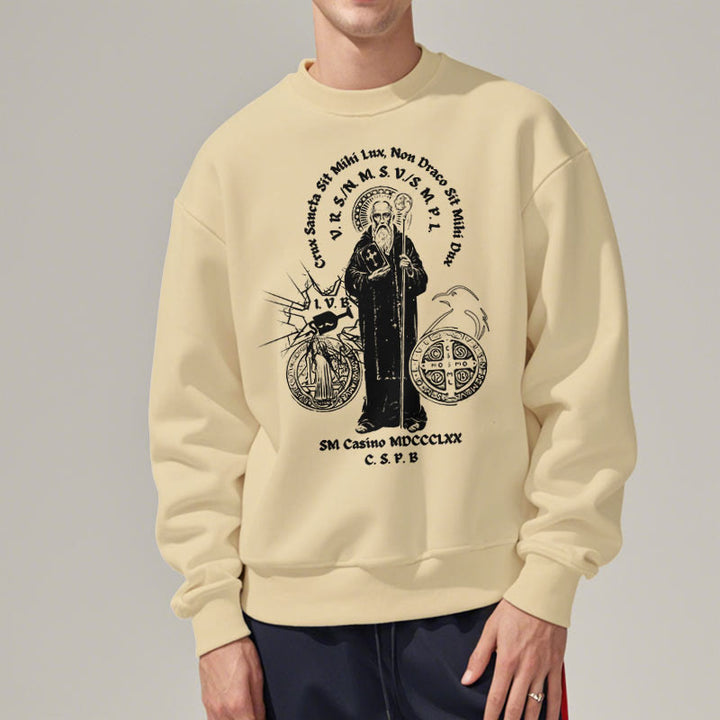 Christianartworkshop Sweatshirt im klassischen Stil mit der Figur des Heiligen Benedikt, mit Fleecefutter aus Polyester - image 12