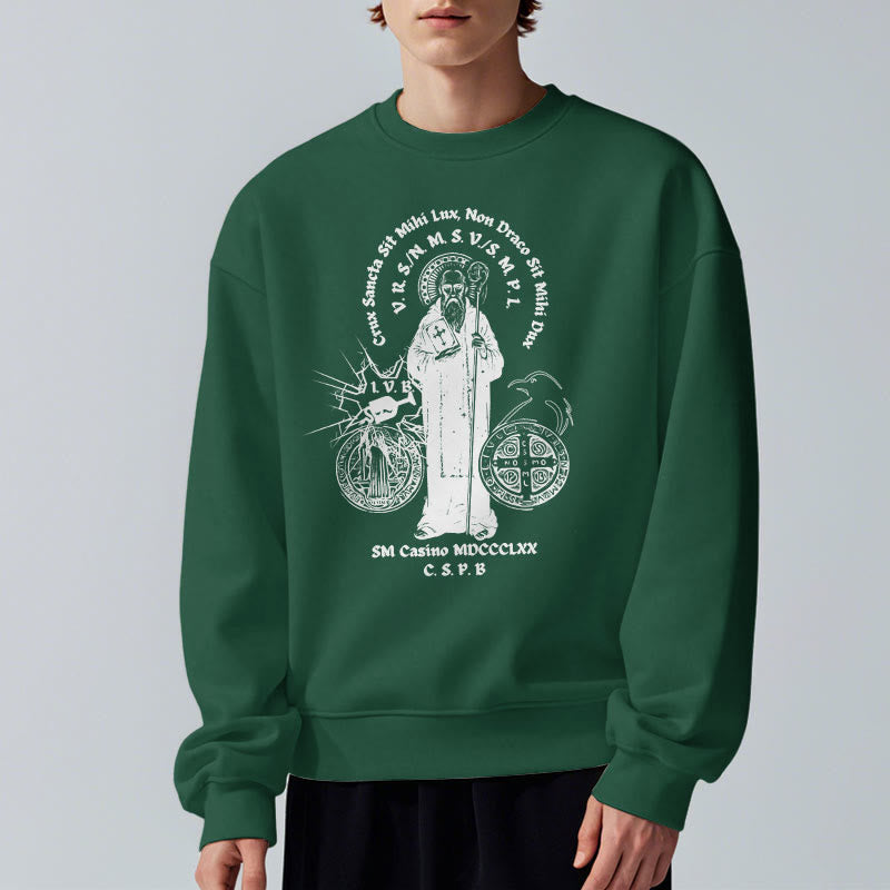 Christianartworkshop Sweatshirt im klassischen Stil mit der Figur des Heiligen Benedikt, mit Fleecefutter aus Polyester - image 23