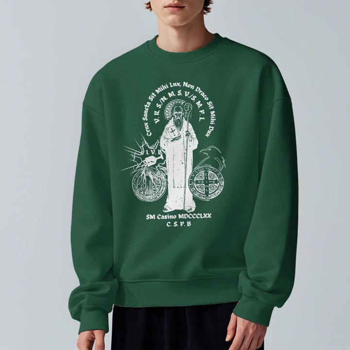 Christianartworkshop Sweatshirt im klassischen Stil mit der Figur des Heiligen Benedikt, mit Fleecefutter aus Polyester - image 23