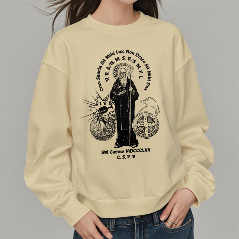 Christianartworkshop Sweatshirt im klassischen Stil mit der Figur des Heiligen Benedikt, mit Fleecefutter aus Polyester - image 13