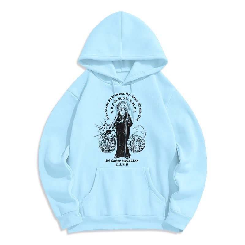 Christianartworkshop Klassischer Hoodie mit St.-Benedikt-Motiv, gefüttert mit Polyester, Fleece-Futter - Blau - 2XL - image 25