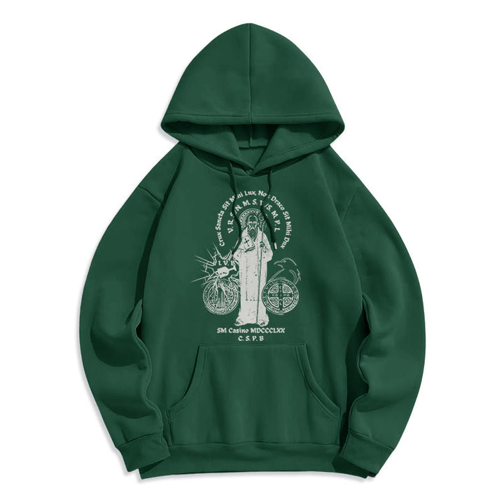 Christianartworkshop Klassischer Hoodie mit St.-Benedikt-Motiv, gefüttert mit Polyester, Fleece-Futter - Grün - 2XL - image 20