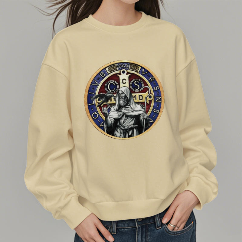 Christianartworkshop Klassisches farbiges Sweatshirt mit St.-Benedikt-Motiv, gefüttert mit Fleece, aus Polyester - image 12