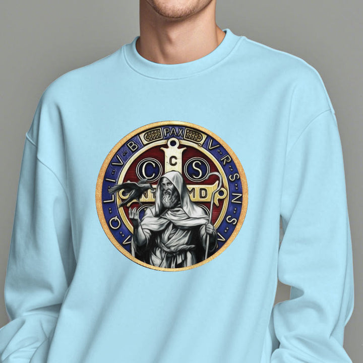 Christianartworkshop Klassisches, farbiges Sweatshirt im St. Benedikt-Figurenemblem, mit Fleece gefüttert