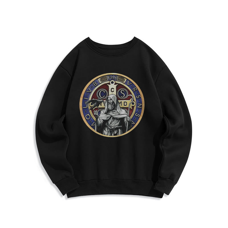 Christianartworkshop Klassisches farbiges Sweatshirt mit St.-Benedikt-Motiv, gefüttert mit Fleece, aus Polyester - Schwarz - 2XL - image 0