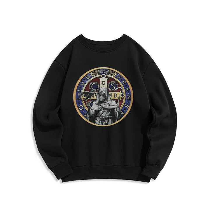 Christianartworkshop Klassisches, farbiges Sweatshirt im St. Benedikt-Figurenemblem, mit Fleece gefüttert