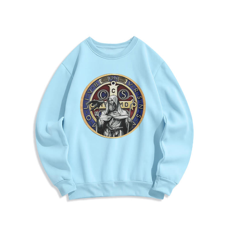 Christianartworkshop Klassisches farbiges Sweatshirt mit St.-Benedikt-Motiv, gefüttert mit Fleece, aus Polyester - Blau - 2XL - image 25