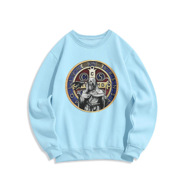 Christianartworkshop Klassisches farbiges Sweatshirt mit St.-Benedikt-Motiv, gefüttert mit Fleece, aus Polyester - Blau - 2XL - image 25