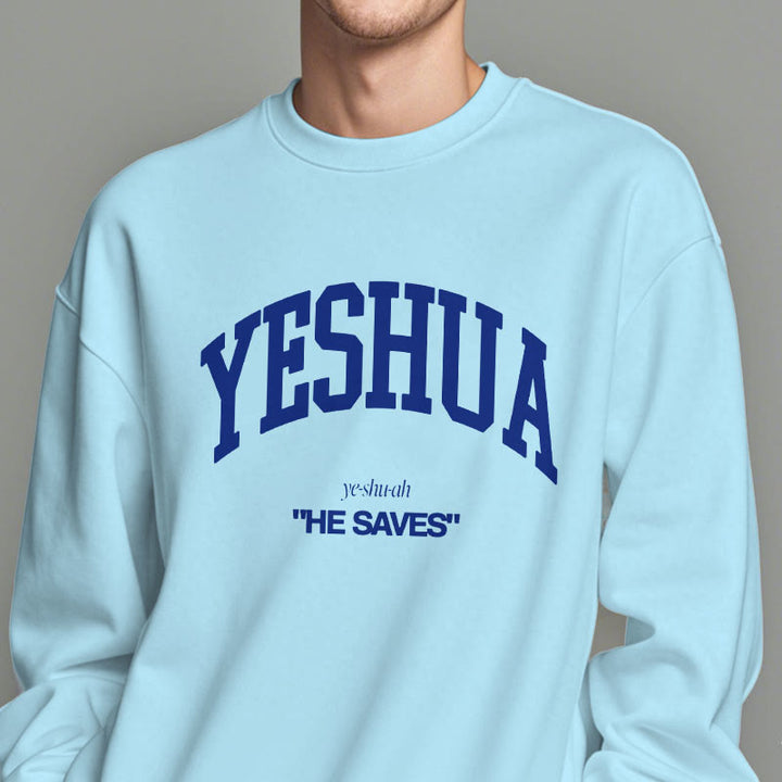 Christianartworkshop Klassischer Stil Yeshua He Saves Polyester-Sweatshirt mit Fleecefutter
