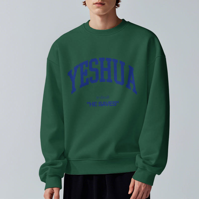 Christianartworkshop Klassischer Stil Yeshua He Saves Polyester-Sweatshirt mit Fleecefutter
