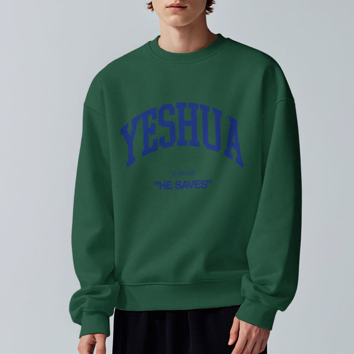 Christianartworkshop Klassischer Stil Yeshua He Saves Polyester-Sweatshirt mit Fleecefutter