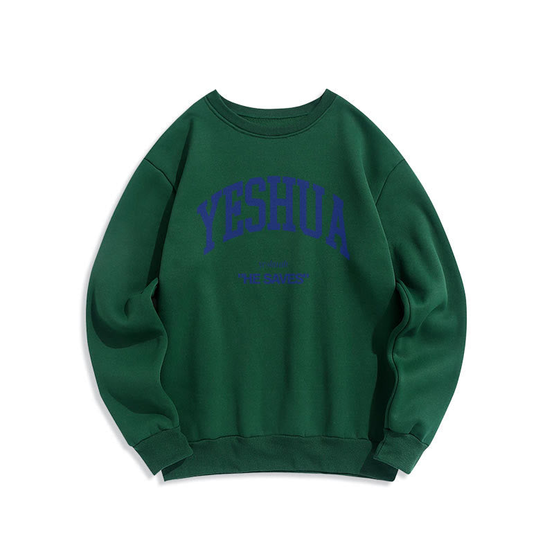 Christianartworkshop Klassischer Stil Yeshua He Saves Polyester-Sweatshirt mit Fleecefutter