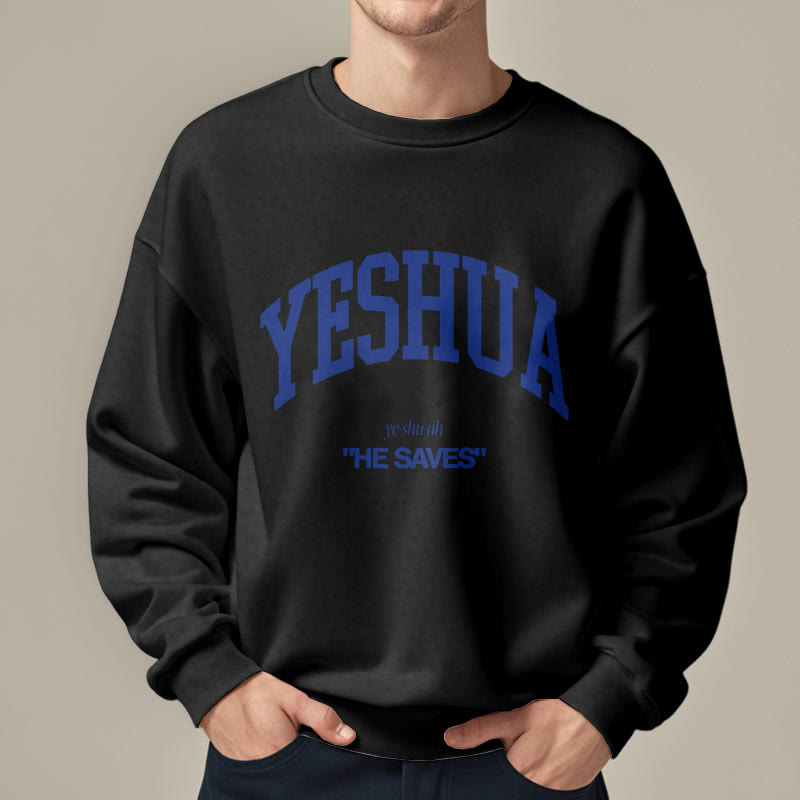 Christianartworkshop Klassisches Sweatshirt „Yeshua He Saves“ aus gefüttertem Polyester - image 1