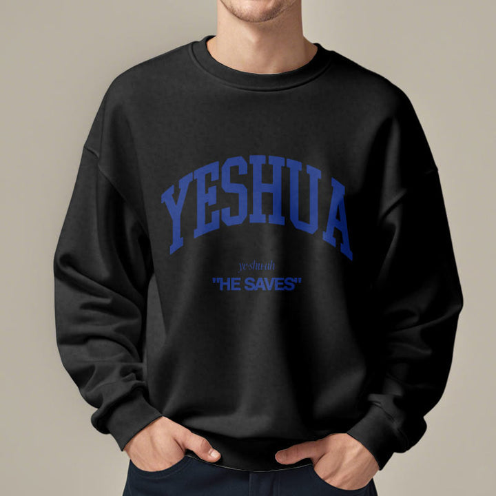 Christianartworkshop Klassisches Sweatshirt „Yeshua He Saves“ aus gefüttertem Polyester - image 1