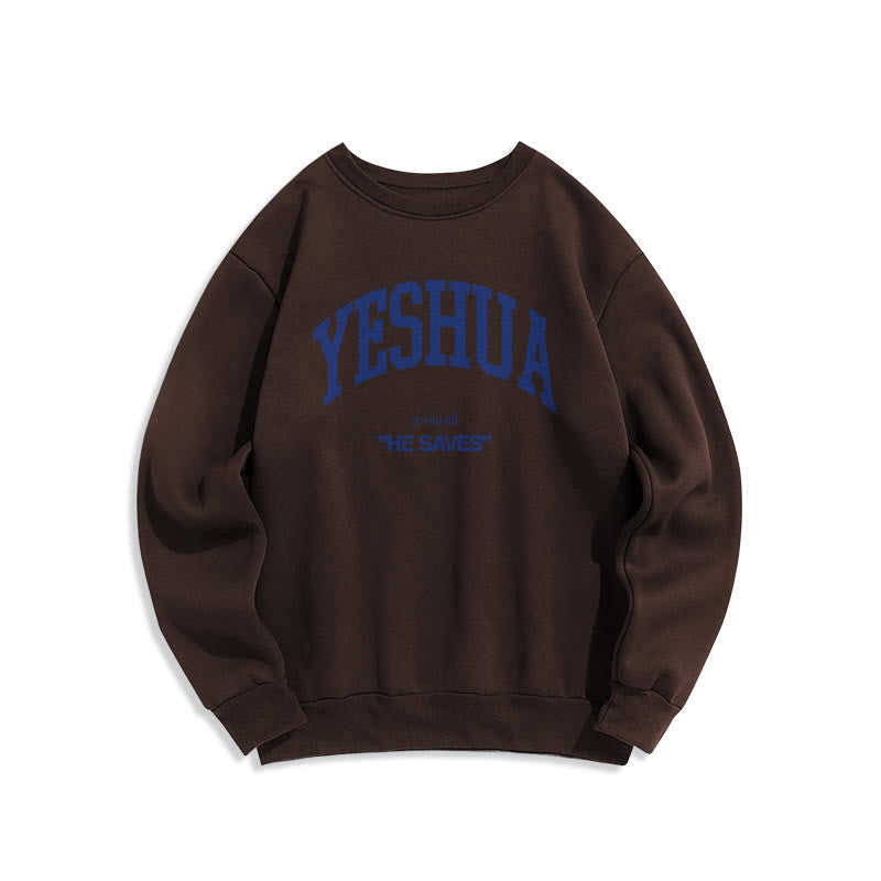 Christianartworkshop Klassisches Sweatshirt „Yeshua He Saves“ aus gefüttertem Polyester - Braun - 2XL - image 15