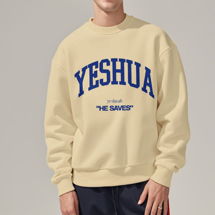 Christianartworkshop Klassischer Stil Yeshua He Saves Polyester-Sweatshirt mit Fleecefutter