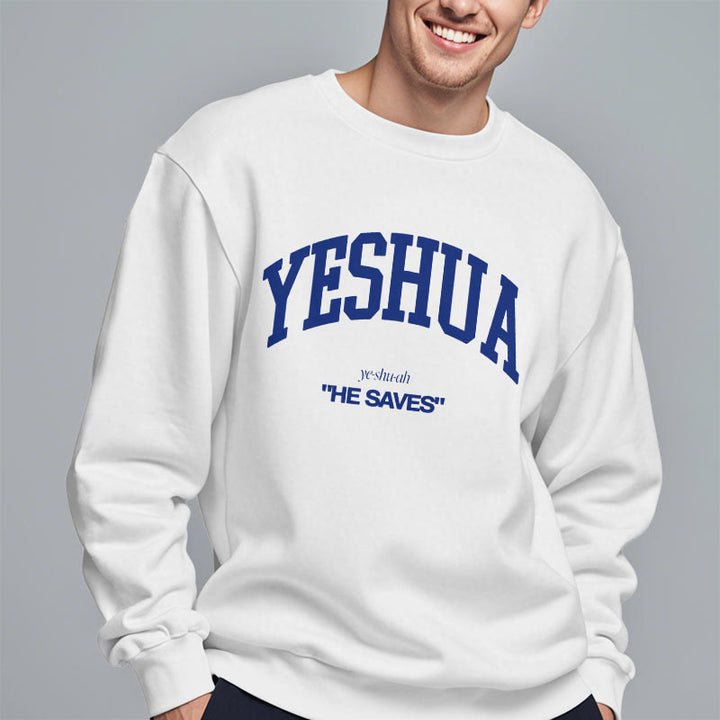 Christianartworkshop Klassischer Stil Yeshua He Saves Polyester-Sweatshirt mit Fleecefutter