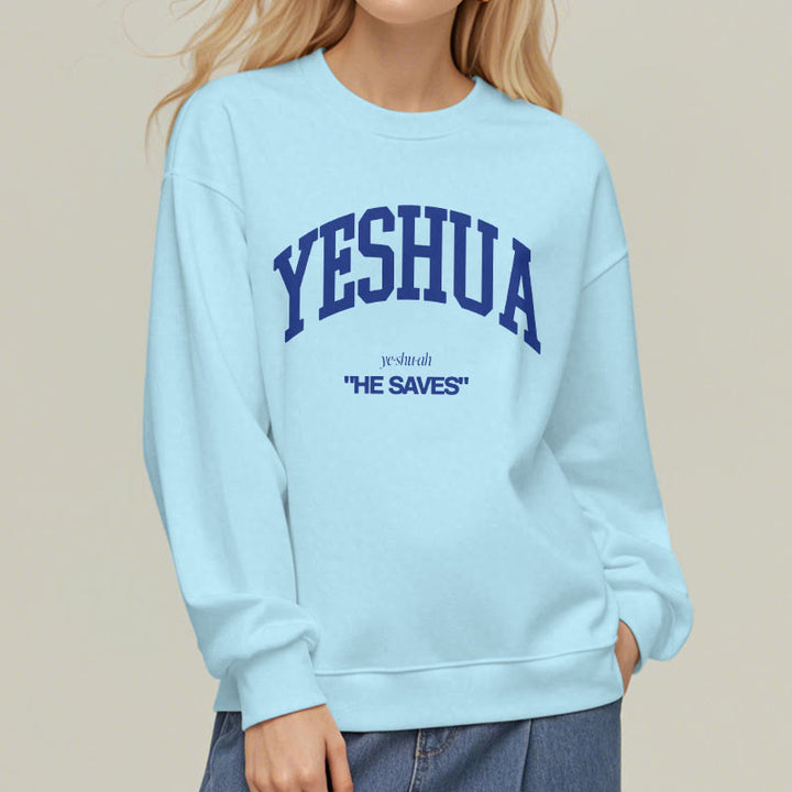 Christianartworkshop Klassischer Stil Yeshua He Saves Polyester-Sweatshirt mit Fleecefutter