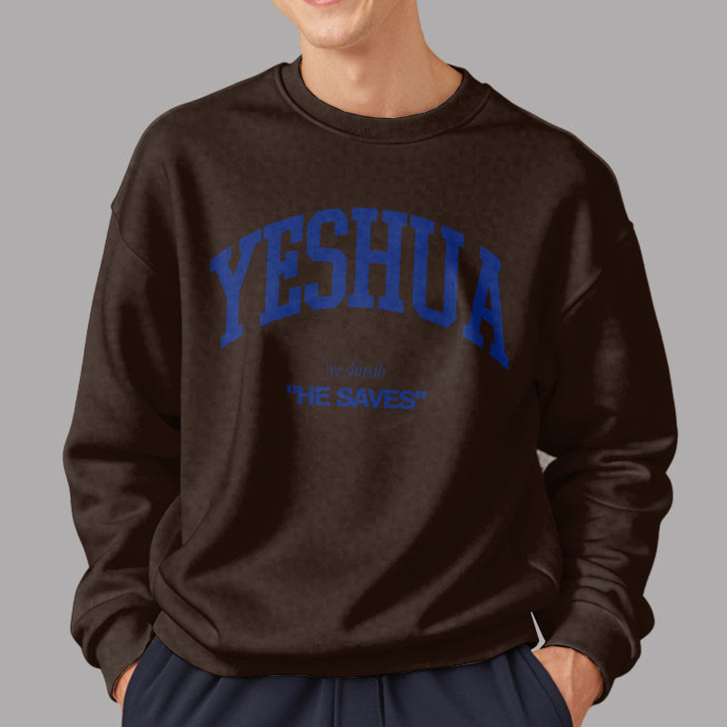 Christianartworkshop Klassischer Stil Yeshua He Saves Polyester-Sweatshirt mit Fleecefutter
