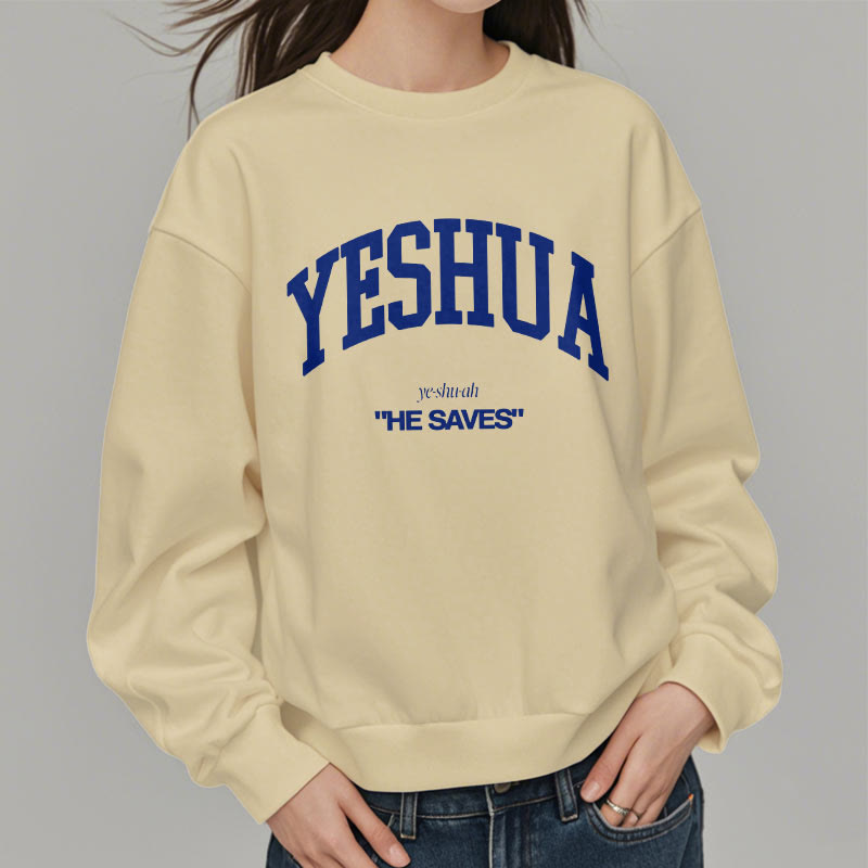 Christianartworkshop Klassischer Stil Yeshua He Saves Polyester-Sweatshirt mit Fleecefutter