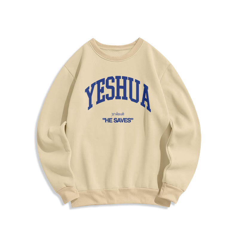 Christianartworkshop Klassisches Sweatshirt „Yeshua He Saves“ aus gefüttertem Polyester - Beige - 2XL - image 5
