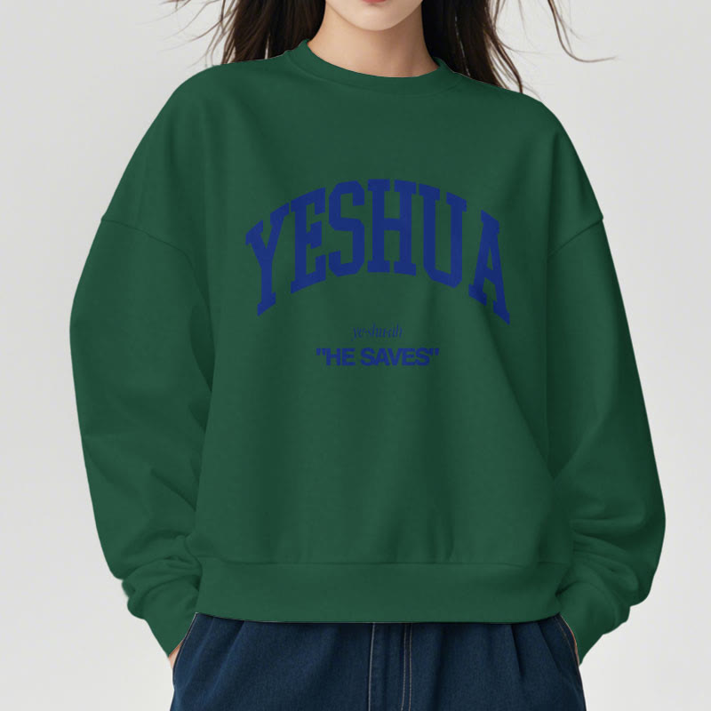 Christianartworkshop Klassischer Stil Yeshua He Saves Polyester-Sweatshirt mit Fleecefutter