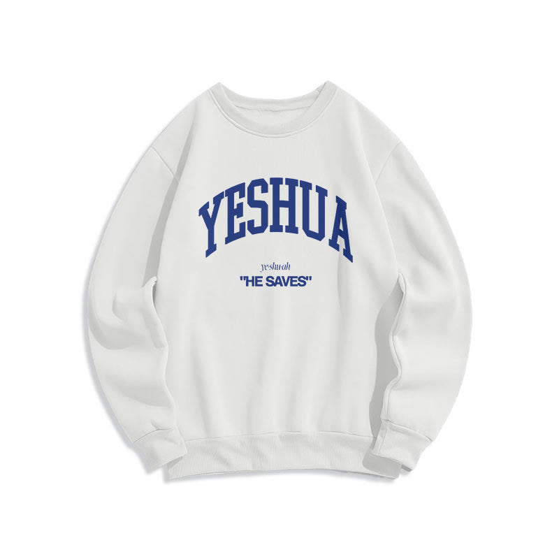 Christianartworkshop Klassisches Sweatshirt „Yeshua He Saves“ aus gefüttertem Polyester - Weiß - 2XL - image 10