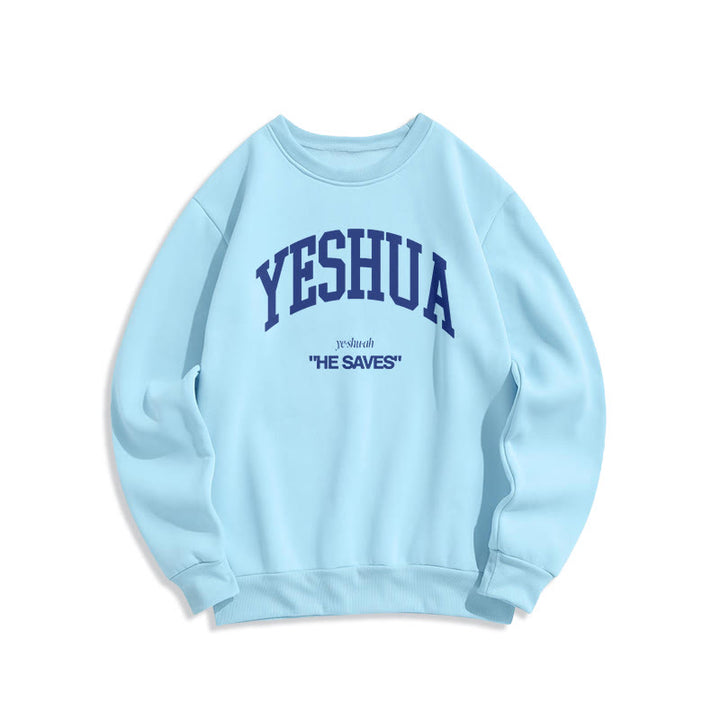 Christianartworkshop Klassisches Sweatshirt „Yeshua He Saves“ aus gefüttertem Polyester - Blau - 2XL - image 25