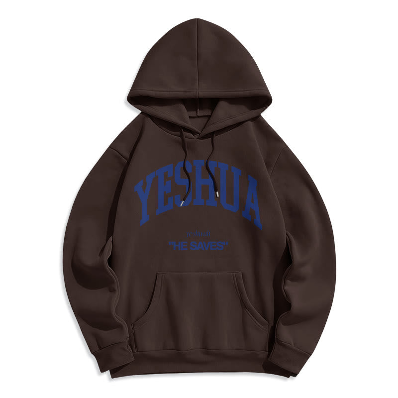 Christianartworkshop Klassischer Hoodie „Yeshua He Saves“ aus Polyester mit Fleece-Futter - Braun - 2XL - image 20
