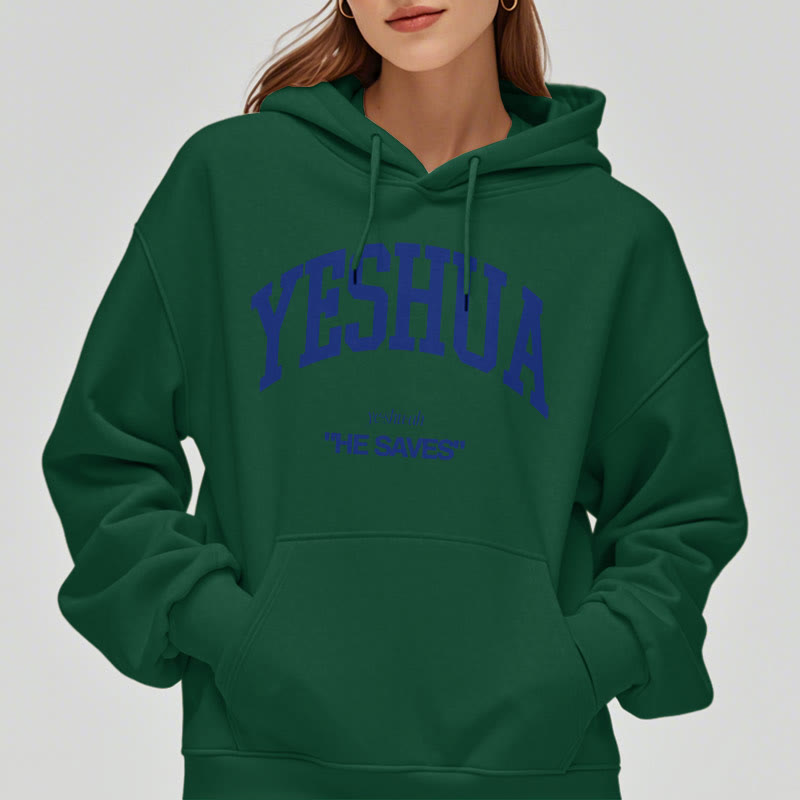 Christianartworkshop Klassischer Stil Yeshua He Saves Polyester-Kapuzenpullover mit Fleecefutter