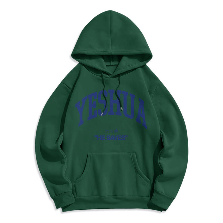 Christianartworkshop Klassischer Stil Yeshua He Saves Polyester-Kapuzenpullover mit Fleecefutter
