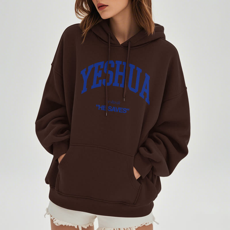 Christianartworkshop Klassischer Stil Yeshua He Saves Polyester-Kapuzenpullover mit Fleecefutter