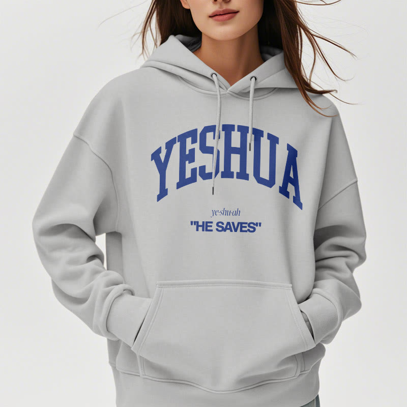 Christianartworkshop Klassischer Stil Yeshua He Saves Polyester-Kapuzenpullover mit Fleecefutter
