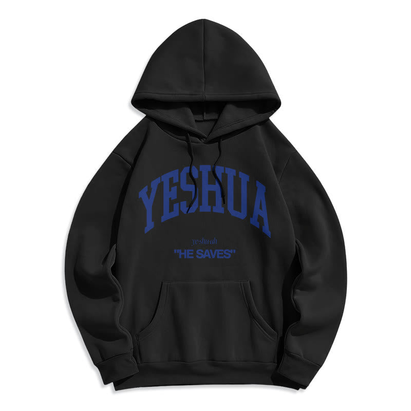 Christianartworkshop Klassischer Hoodie „Yeshua He Saves“ aus Polyester mit Fleece-Futter - Schwarz - 2XL - image 0