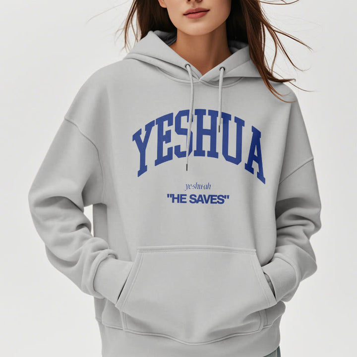 Christianartworkshop Klassischer Hoodie „Yeshua He Saves“ aus Polyester mit Fleece-Futter - image 6