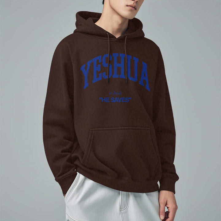 Christianartworkshop Klassischer Stil Yeshua He Saves Polyester-Kapuzenpullover mit Fleecefutter