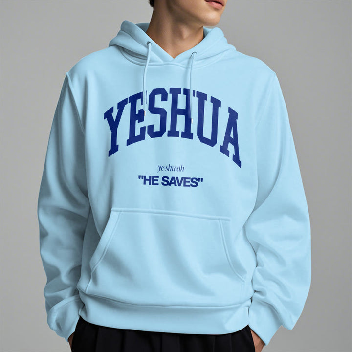 Christianartworkshop Klassischer Hoodie „Yeshua He Saves“ aus Polyester mit Fleece-Futter - image 32