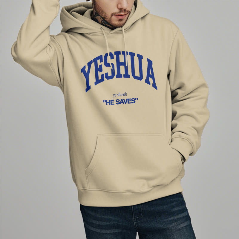 Christianartworkshop Klassischer Stil Yeshua He Saves Polyester-Kapuzenpullover mit Fleecefutter