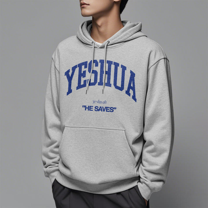 Christianartworkshop Klassischer Stil Yeshua He Saves Polyester-Kapuzenpullover mit Fleecefutter