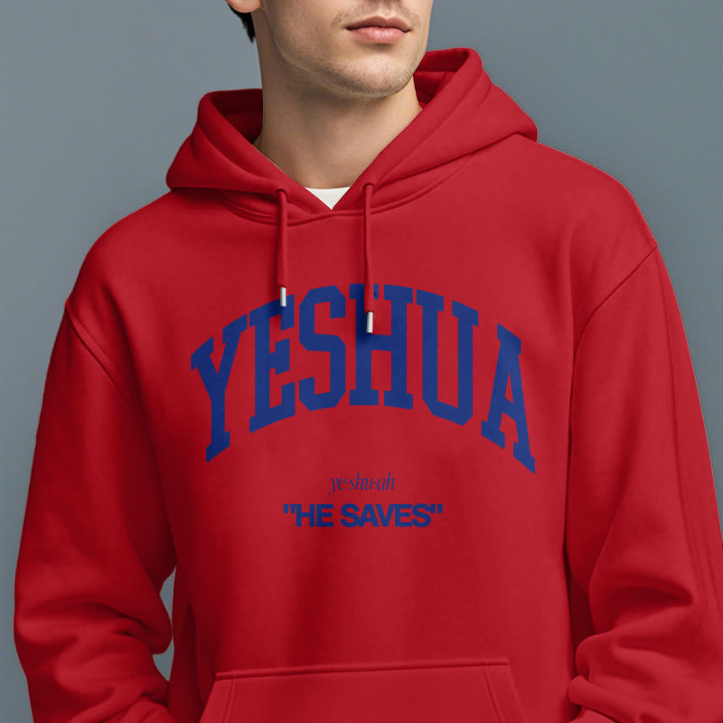 Christianartworkshop Klassischer Stil Yeshua He Saves Polyester-Kapuzenpullover mit Fleecefutter