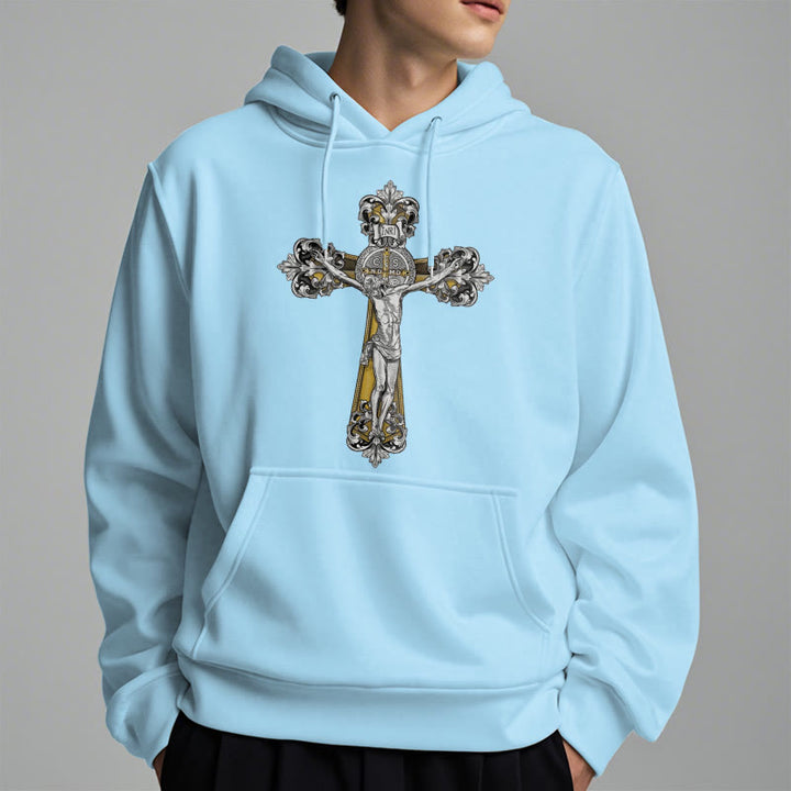 Christianartworkshop Klassischer Stil St. Benedikt Kruxifix Glaube Fleece gefüttert Polyester Hoodie