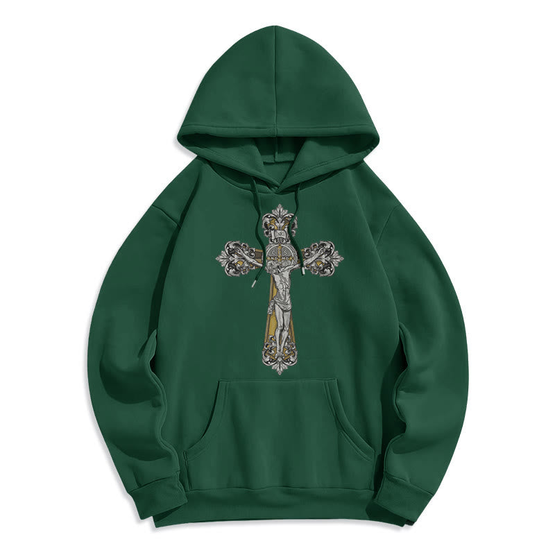 Christianartworkshop Klassischer Hoodie mit St.-Benedikt-Kreuzmotiv, gefüttert mit Fleece, Polyester - Grün - 2XL - image 20