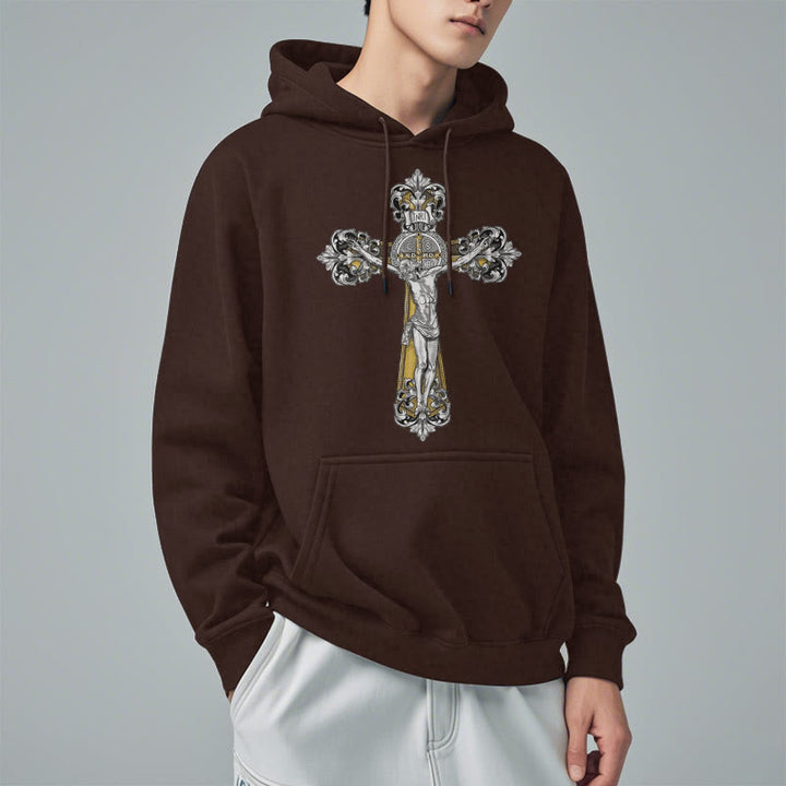 Christianartworkshop Klassischer Stil St. Benedikt Kruxifix Glaube Fleece gefüttert Polyester Hoodie - image 17