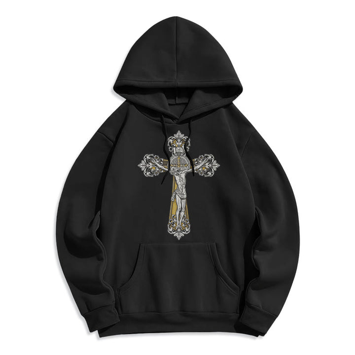 Christianartworkshop Klassischer Stil St. Benedikt Kruxifix Glaube Fleece gefüttert Polyester Hoodie