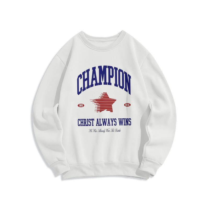 Christianartworkshop Modern Style Champion Christ Always Wins Sweatshirt aus Polyester mit Fleecefutter