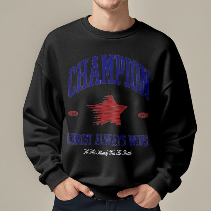 Christianartworkshop Modern Style Champion Christ Always Wins Sweatshirt aus Polyester mit Fleecefutter