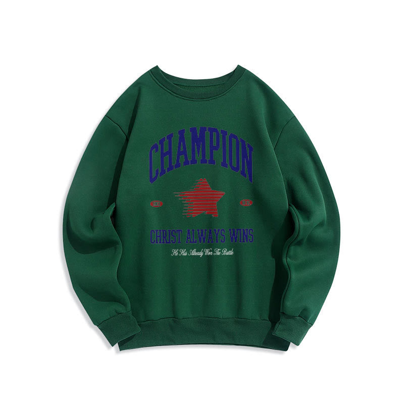 Christianartworkshop Modern Style Champion Christ Always Wins Sweatshirt aus Polyester mit Fleecefutter